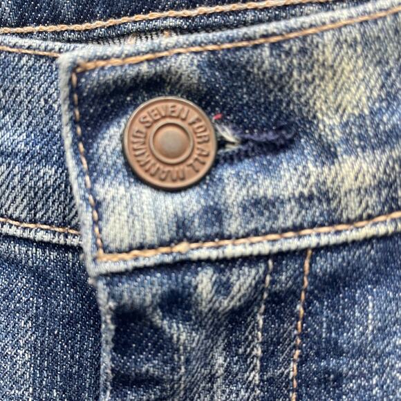 7 For All Mankind Dojo Cropped Denim Jeans Size 29 (Marked Damaged) - Picture 6 of 12